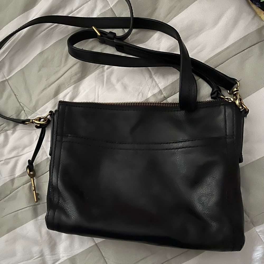 Fossil Black Leather Shoulder Bag